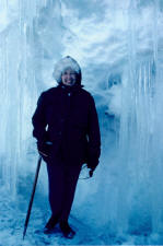 Jackie poses in an ice cave near McMurdo base in 1971.  Navy photo