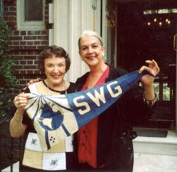 Jackie holding SWG flag with Ann Hawthorne
